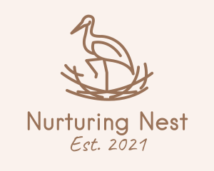 Minimalist Stork Nest  logo design