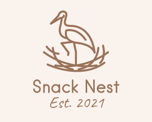 Minimalist Stork Nest  logo design