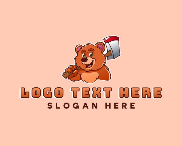 Lumberjack Bear Woodcutter logo