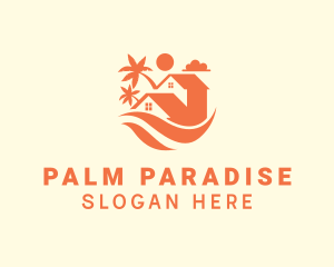 Palm Tree Beach House logo design