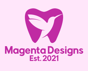 Magenta Tooth Hummingbird logo design