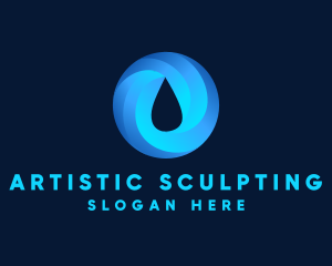 Round Water Droplet logo design