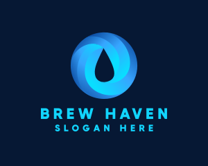 Round Water Droplet logo design