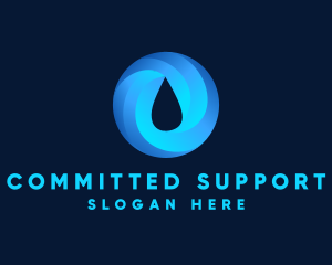 Round Water Droplet logo design