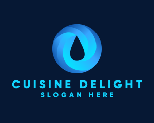 Round Water Droplet logo design