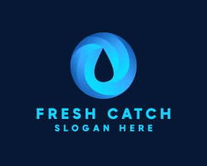 Round Water Droplet logo design