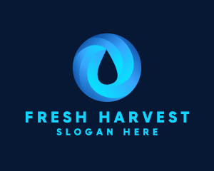 Round Water Droplet logo design