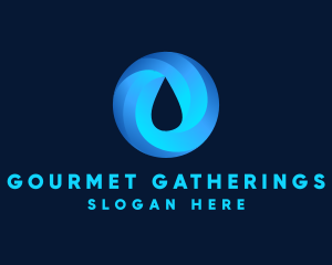 Round Water Droplet logo design