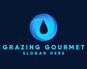 Round Water Droplet logo design