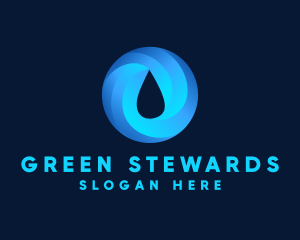 Round Water Droplet logo design