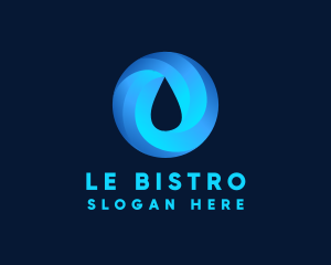 Round Water Droplet logo design