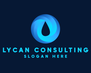 Round Water Droplet logo design