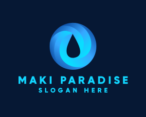 Round Water Droplet logo design