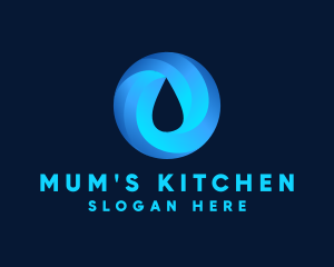 Round Water Droplet logo design