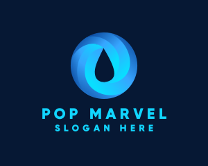 Round Water Droplet logo design