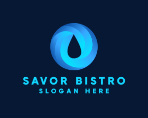 Round Water Droplet logo design