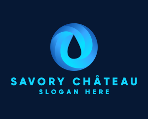 Round Water Droplet logo design