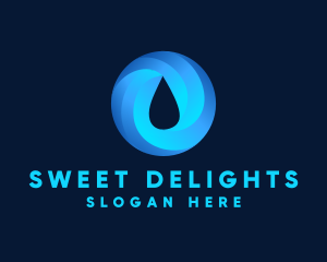 Round Water Droplet logo design