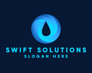 Round Water Droplet logo design