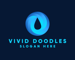 Round Water Droplet logo design