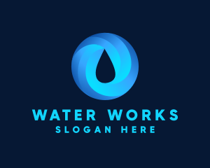 Round Water Droplet logo design