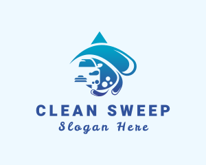 Blue Car Cleaning Droplet logo design