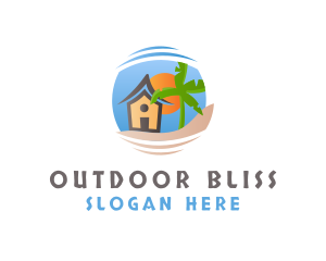  House Beach Tropical logo design