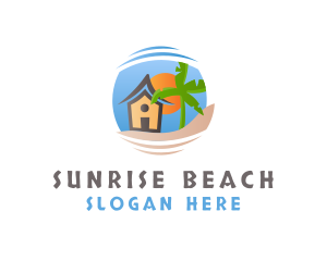  House Beach Tropical logo design