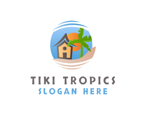  House Beach Tropical logo design