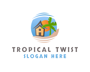  House Beach Tropical logo design