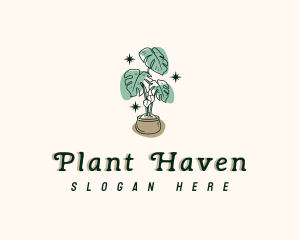 Garden Monstera Plant logo design