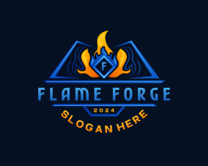 Fire Cooling HVAC logo design