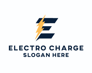 Energy Power Bolt Letter E logo design