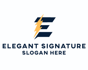 Energy Power Bolt Letter E logo design