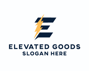 Energy Power Bolt Letter E logo design