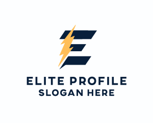 Energy Power Bolt Letter E logo design