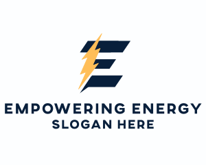 Energy Power Bolt Letter E logo design