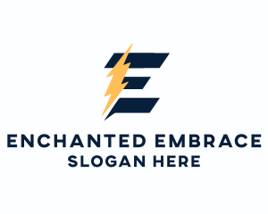 Energy Power Bolt Letter E logo design