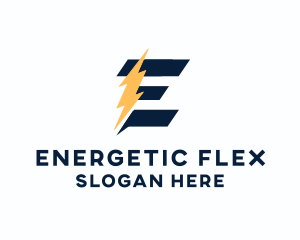 Energy Power Bolt Letter E logo design