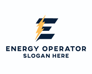 Energy Power Bolt Letter E logo design