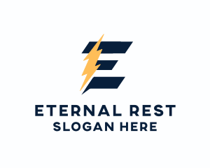 Energy Power Bolt Letter E logo design