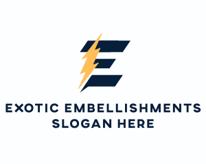 Energy Power Bolt Letter E logo design