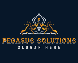 Pegasus  Shield Crest logo design