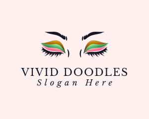 Colorful Eyeshadow Lashes logo design