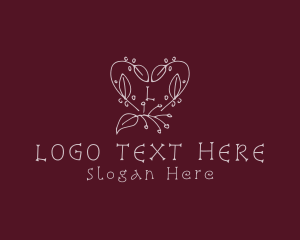 Heart Leaf Floral Wreath  Logo