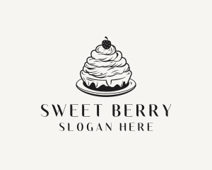 Strawberry Cake Dessert logo design