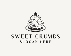 Strawberry Cake Dessert logo design