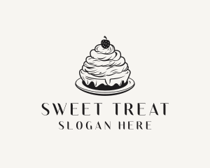 Strawberry Cake Dessert logo design