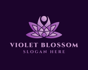 Violet Relaxing Lotus logo design