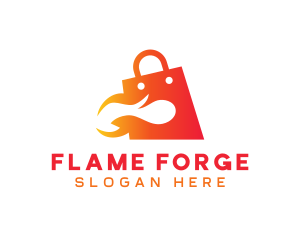 Flaming Shopping Bag logo design